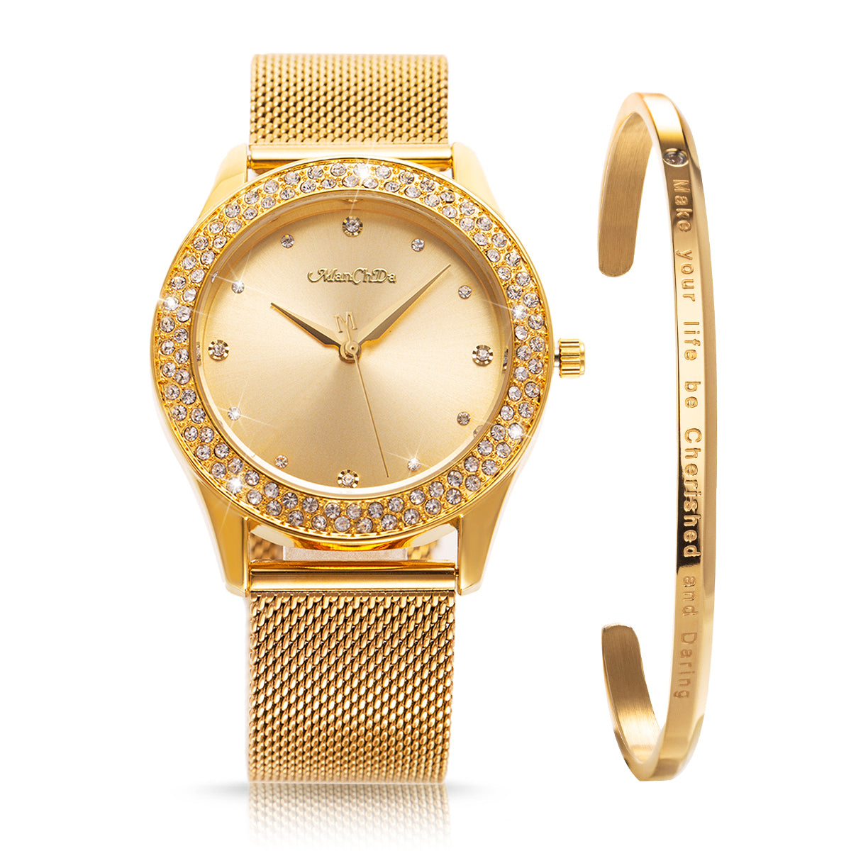 ManChDa Crystal Accented Bracelet Watch